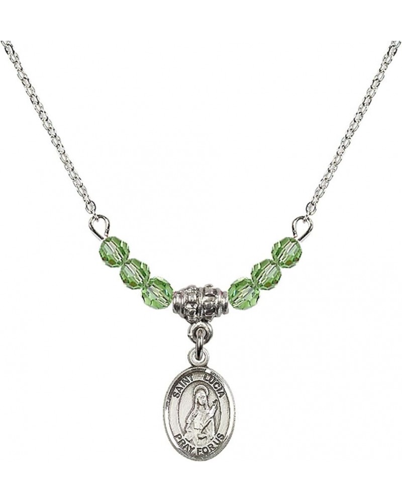 August Birth Month Bead Necklace with Catholic Patron Saint Petite Charm, 18 Inch Saint Lucia of Syracuse $33.24 Necklaces