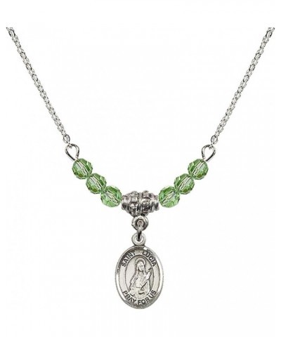 August Birth Month Bead Necklace with Catholic Patron Saint Petite Charm, 18 Inch Saint Lucia of Syracuse $33.24 Necklaces