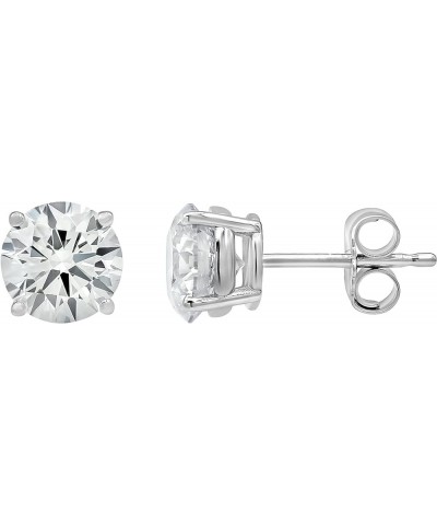 14K White Gold 1.00-6.50 Carat Prong Set Round-cut Lab Grown Diamond Push Back Solitaire Stud Earrings (J, VS2-SI1) | Fine Je...