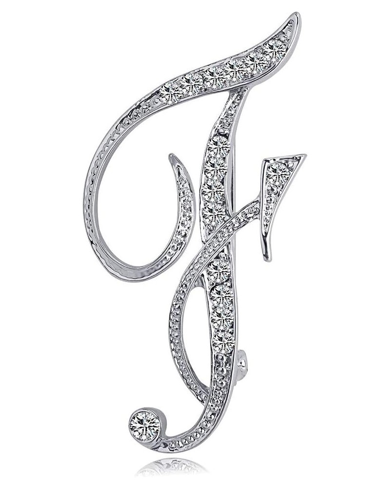 Letter Brooch Pins Initial Rhinestone Brooch for Women Crafts Silvery A-Z SR-F $6.26 Brooches & Pins