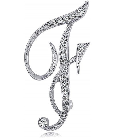 Letter Brooch Pins Initial Rhinestone Brooch for Women Crafts Silvery A-Z SR-F $6.26 Brooches & Pins