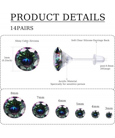 12Pairs Clear Earrings Plastic Post Stud Earrings for Women Plastic Earrings for Sensitive Ears Clear Piercing Retainer for S...