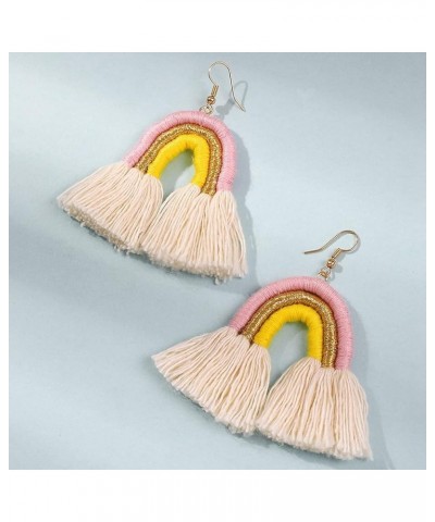 Boho Fringe Earrings Tassel Earrings Bohemian Style Rainbow Tassel Earrings Layered Earrings Dangle Earrings for Women Girls ...