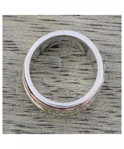 Artisan Handmade .925 Sterling Silver Meditation Spinner Ring Copper Brass Indian Floral 'Floral Sheen' $24.98 Rings