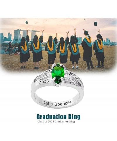 Personalized Custom Class Ring for Women High School and College Graduation Gifts for Her Sterling Silver Women's (Ladies) Gr...