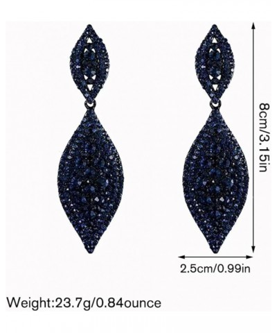 Vintage Rhinestone Teardrop Statement Earrings, Retro Cluster Crystal Statement Drop Dangle Earrings for Women Girls Blue $4....