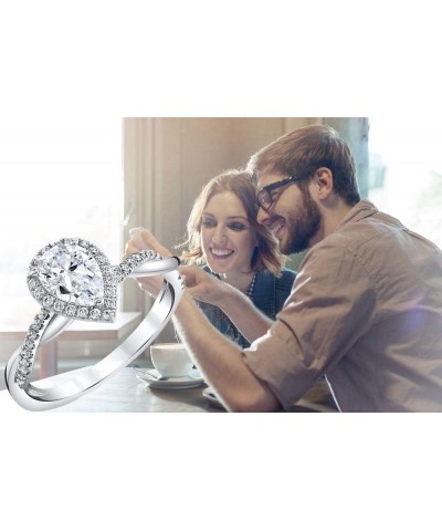 Pear Shaped Engagement Rings for Women 1CT Center Moissanite Wedding Rings 925 Sterling Silver 10K 14K 18K Gold 14K Gold $68....