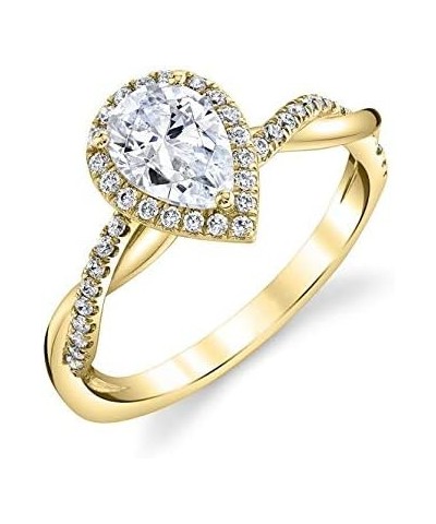 Pear Shaped Engagement Rings for Women 1CT Center Moissanite Wedding Rings 925 Sterling Silver 10K 14K 18K Gold 14K Gold $68....