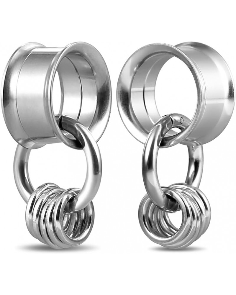 1 Pair Basic gauges+1 big ring+5 small rings Ear Tunnels Plugs 316 Stainless Steel Ear Gauges Weight Saddle Plugs Hypoallerge...