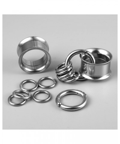 1 Pair Basic gauges+1 big ring+5 small rings Ear Tunnels Plugs 316 Stainless Steel Ear Gauges Weight Saddle Plugs Hypoallerge...