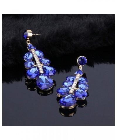 Women Bridal Crystal Teardrop Wedding Necklace Earrings Jewelry Set Gifts Boxes For Brides Formal Dress Blue $12.31 Jewelry Sets