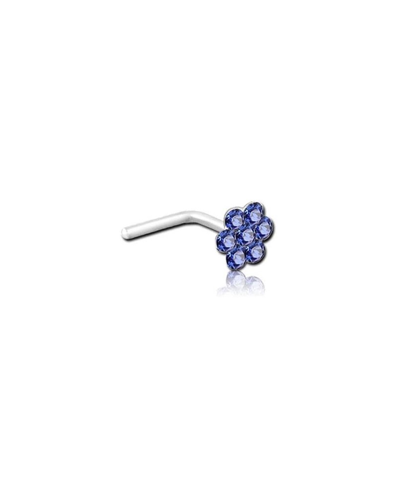 925 Sterling Silver Nose Stud Ring Flower 22G Dark Blue-Right Nostril Screw $8.66 Body Jewelry