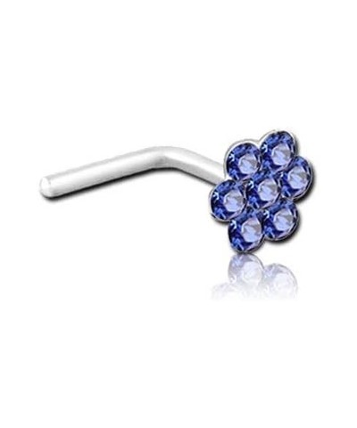 925 Sterling Silver Nose Stud Ring Flower 22G Dark Blue-Right Nostril Screw $8.66 Body Jewelry