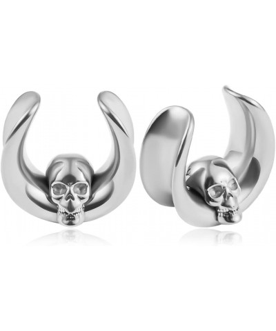 2PCS Cool Skull Hypoallergenic Stainless Steel 0g 2g Opening Plugs Ear Gauges Tunnels Piercing Expander Stretchers Fashion Bo...