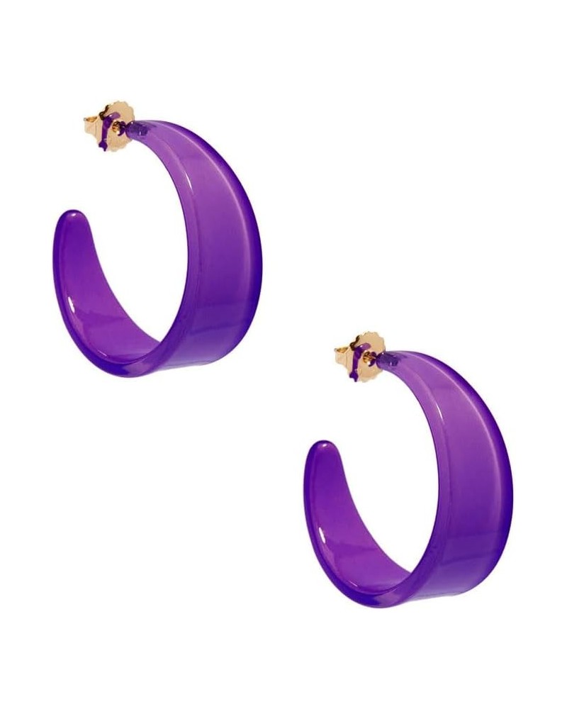 Georgia Lightweight Chunky Open Hoop Resin Earrings with Butterfly Clasp for Women and Girls Purple $14.50 Earrings