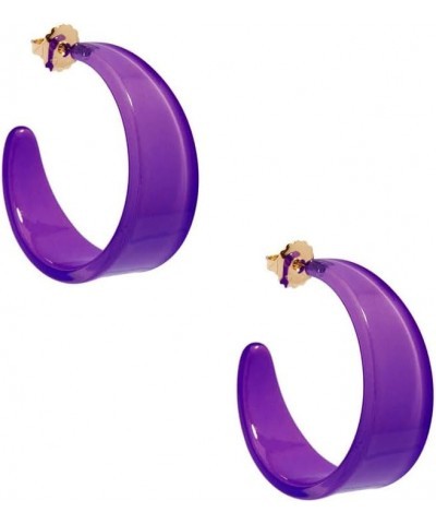 Georgia Lightweight Chunky Open Hoop Resin Earrings with Butterfly Clasp for Women and Girls Purple $14.50 Earrings