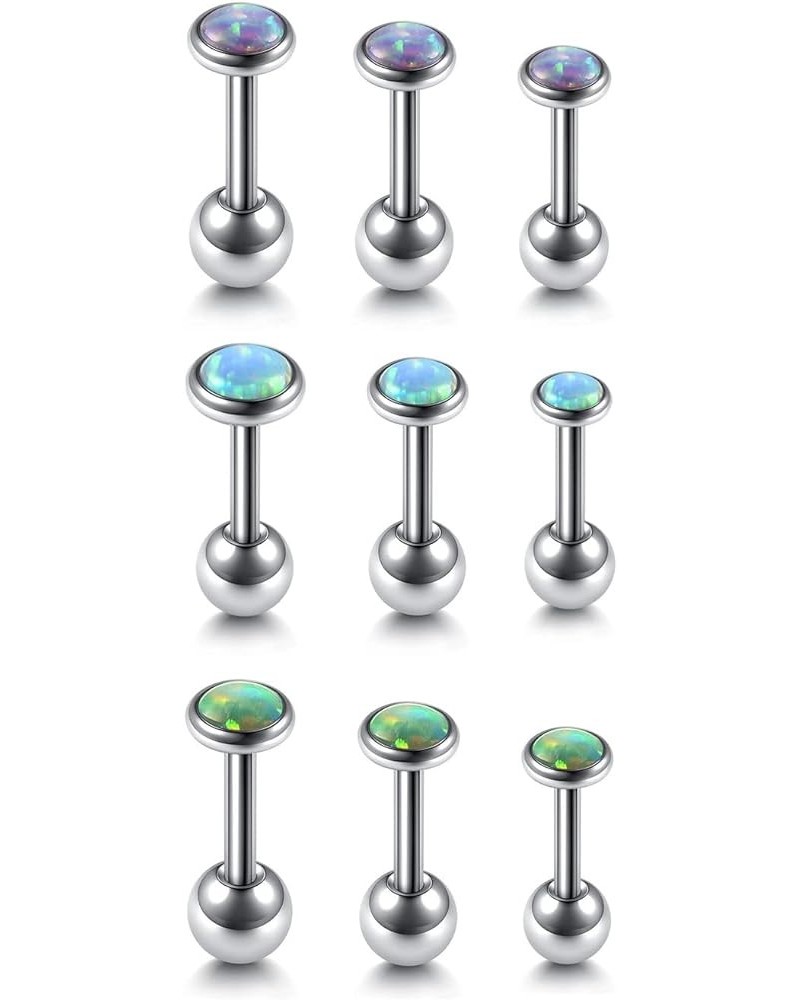 9 Pcs 16G Opal Cartilage Earrings 316L Stainless Steel Helix Piercing Earrings Forward Helix Conch Jewelry for Women Men Barb...