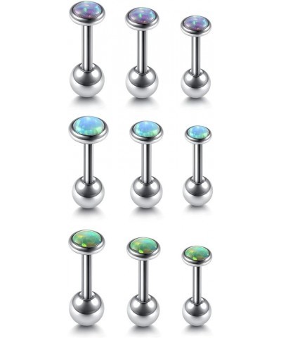 9 Pcs 16G Opal Cartilage Earrings 316L Stainless Steel Helix Piercing Earrings Forward Helix Conch Jewelry for Women Men Barb...