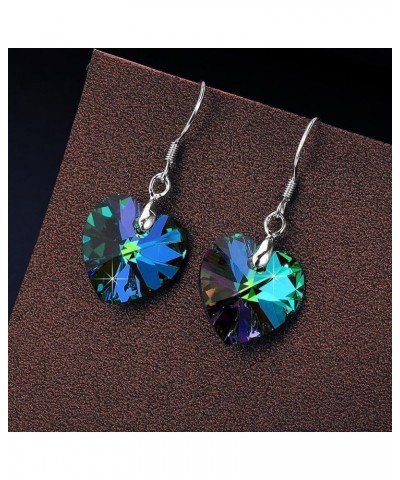 Austrian Crystal Heart Drop Dangle Earrings for Women 925 Sterling Silver Hook Hypoallergenic Earring Rainbow $12.00 Earrings