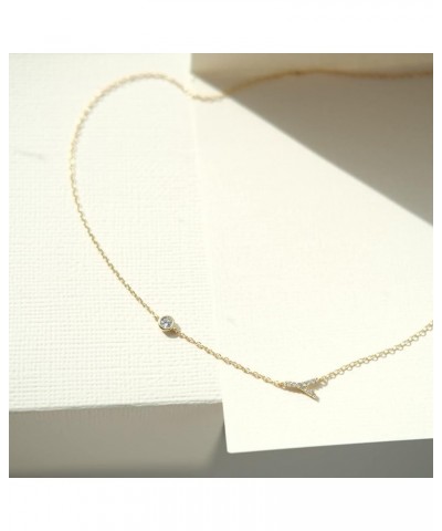 Pavé Sideways Initial Necklace | Side Initial Letter Necklace | 18K Gold Plated 925 Sterling Silver | Dainty Layering Necklac...