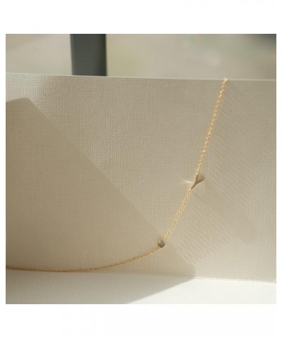 Pavé Sideways Initial Necklace | Side Initial Letter Necklace | 18K Gold Plated 925 Sterling Silver | Dainty Layering Necklac...