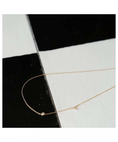 Pavé Sideways Initial Necklace | Side Initial Letter Necklace | 18K Gold Plated 925 Sterling Silver | Dainty Layering Necklac...