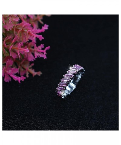 Rainbow Baguette Crystal Band Ring Anniversary Eternity Cubic Zirconia Ring Elegant Wedding Cocktail Rings Fashion Luxury Jew...