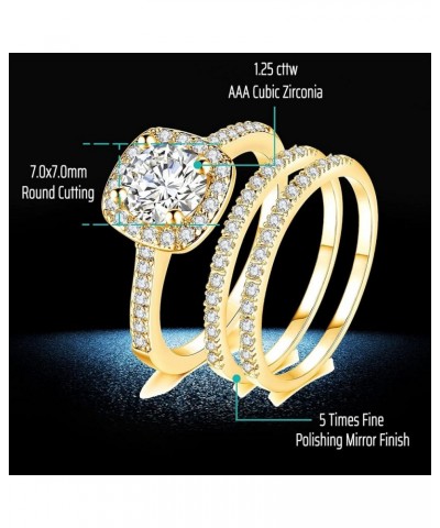 CEJUG 18k Yellow Gold Wedding Ring Sets for Him and Her Women Men Titanium Stainless Steel Bands 2Ct Cz Couple Rings Women's ...