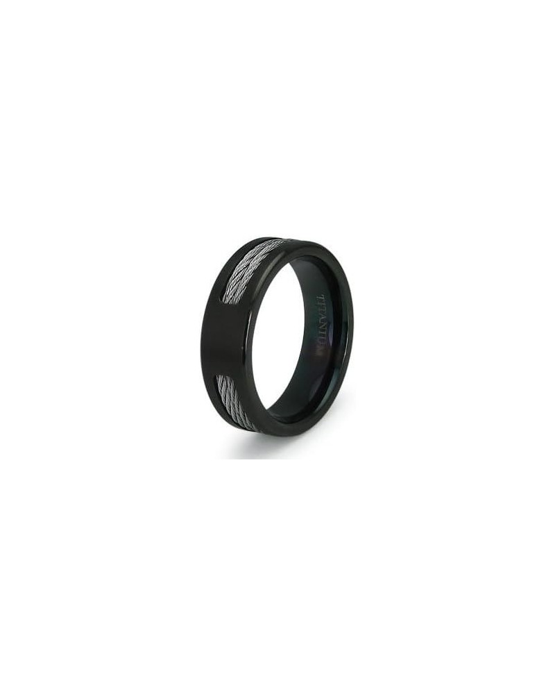 Black Titanium Double Cable Wedding Band Ring $11.48 Rings