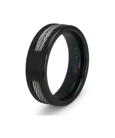 Black Titanium Double Cable Wedding Band Ring $11.48 Rings