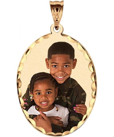 Oval w/Diamond Cut Edge Photo Engraved Pendant Solid 10K Yellow Gold 2/3 x 3/4 Inch $87.05 Pendants