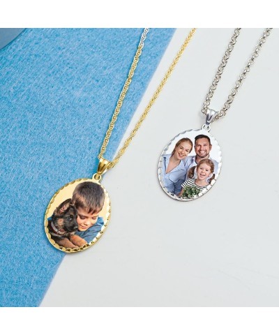 Oval w/Diamond Cut Edge Photo Engraved Pendant Solid 10K Yellow Gold 2/3 x 3/4 Inch $87.05 Pendants