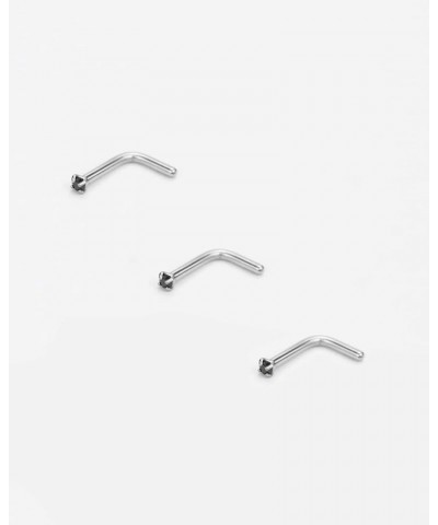 3pcs Surgical Steel Nose Rings Studs for Women L Shaped,18g,1.5mm Black CZ $5.82 Body Jewelry