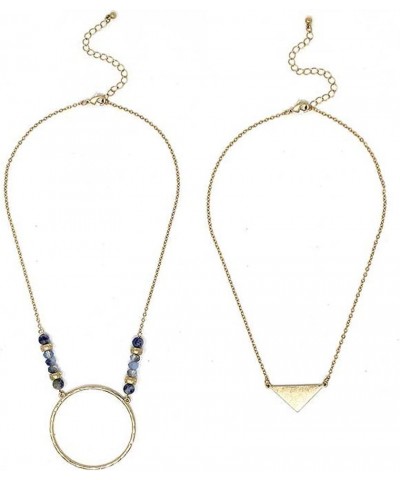 Fashion Jewelry ~ Metal Ring and Chevron Pendant Double Necklace for Women Casual $11.93 Necklaces