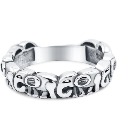 Elephants Ring Oxidized Band Solid 925 Sterling Silver (5mm) Sterling Silver $10.66 Rings