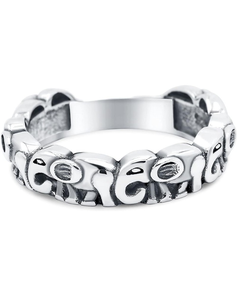 Elephants Ring Oxidized Band Solid 925 Sterling Silver (5mm) Sterling Silver $10.66 Rings