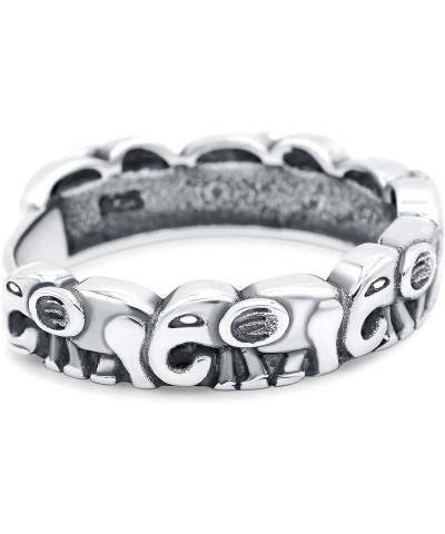 Elephants Ring Oxidized Band Solid 925 Sterling Silver (5mm) Sterling Silver $10.66 Rings