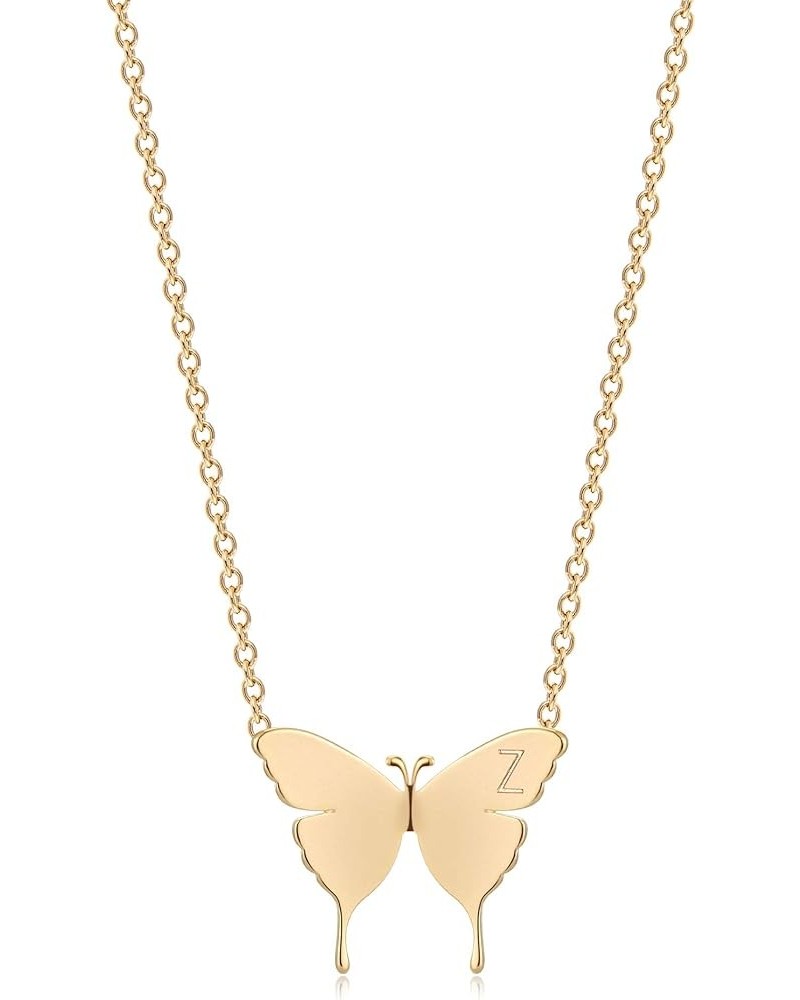 Gold Dainty Initial Necklace 18K Gold Plated Butterfly Pendant Name Necklaces Delicate Everyday Necklace for Women Minimalist...