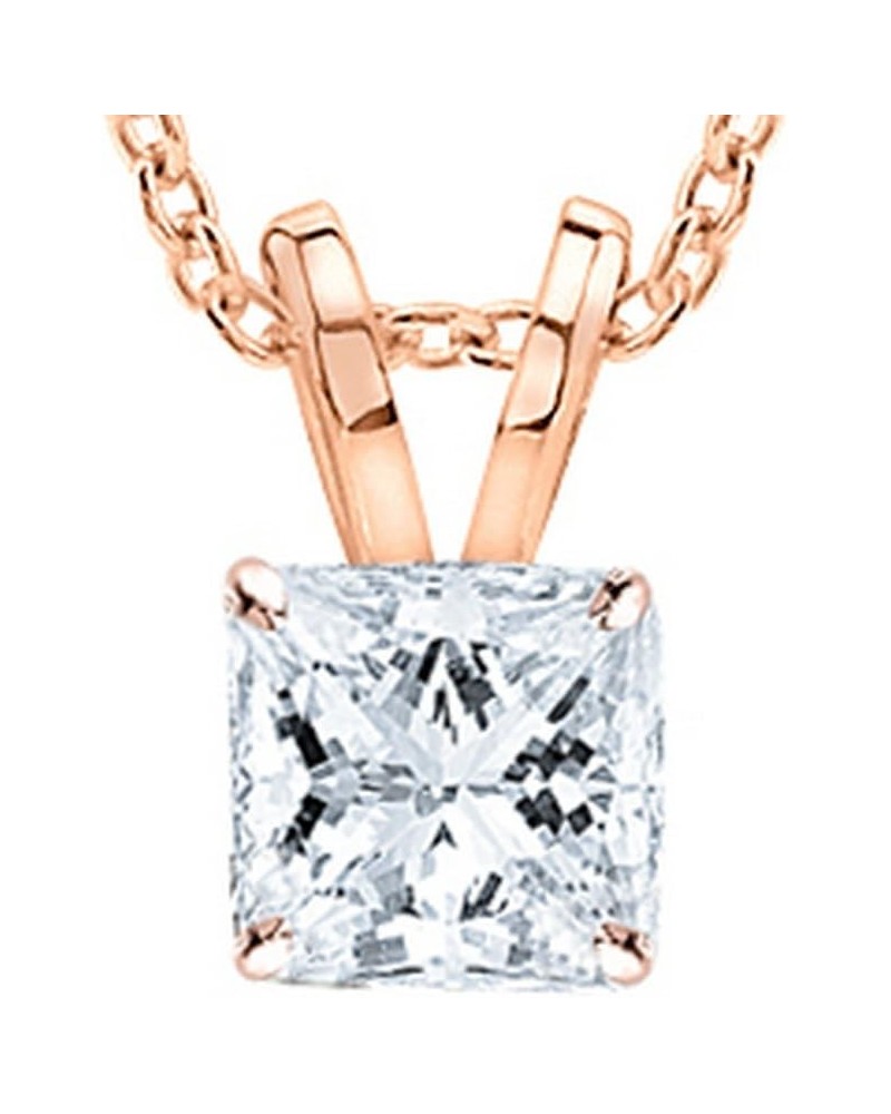 IGI Certified LAB-GROWN Princess Cut Diamond Pendant Necklace 4 Prong Ultra Premium Collection (D-E Color, VS1-VS2 Clarity Id...