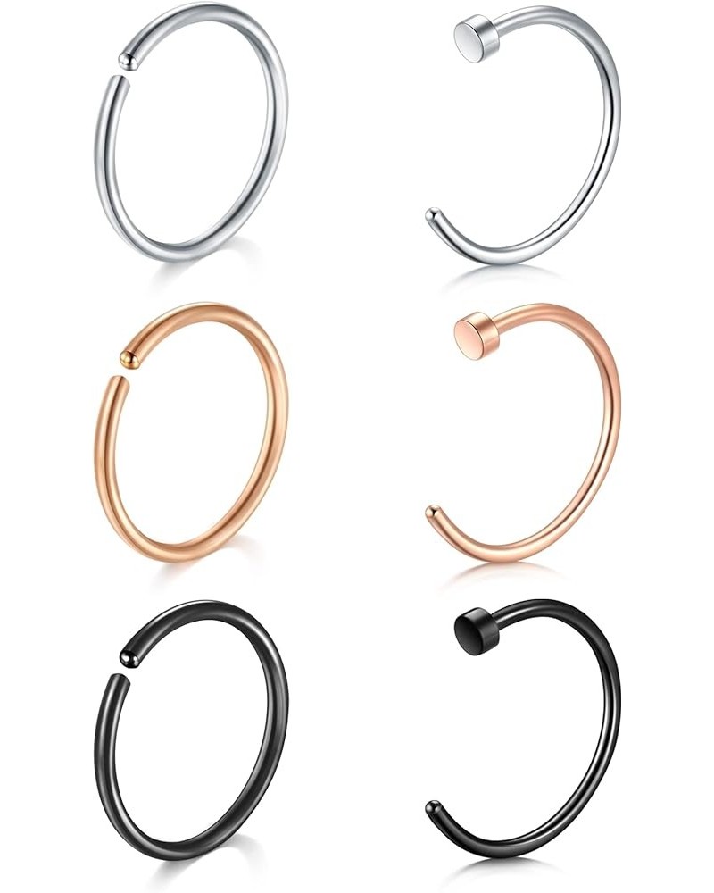 16G 18G 20G 22G Nose Rings Hoops Surgical Steel Simple Half Hoop Nose Ring 6mm-12mm Nose Hoops Tragus Cartilage Helix Rook Da...