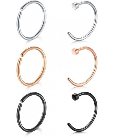 16G 18G 20G 22G Nose Rings Hoops Surgical Steel Simple Half Hoop Nose Ring 6mm-12mm Nose Hoops Tragus Cartilage Helix Rook Da...