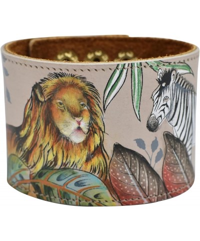 Women's Hand-Painted Genuine Leather Adjustable Wrist Band African Adventure $25.80 Bracelets