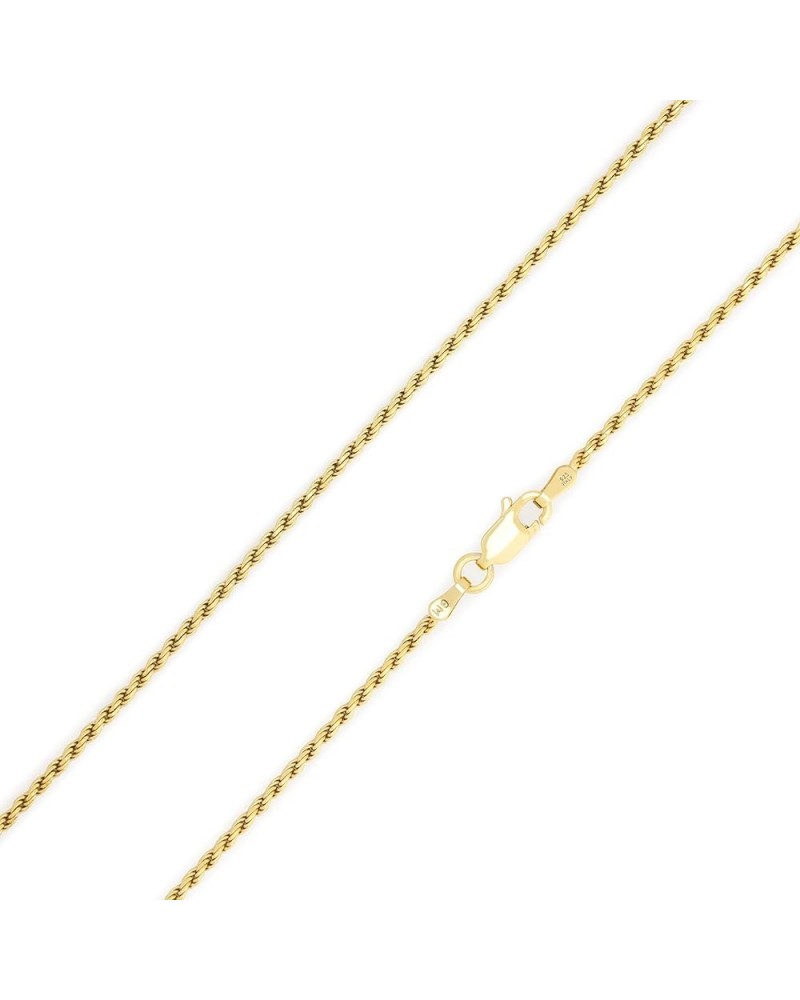 Solid Gold Plated Sterling Silver Italian 1.3/1.6/2.2/2.8mm Diamond-Cut Braided Rope Chain Necklace for Men Women, 925 Sterli...