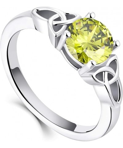 Celtic Knot Rings for Women 925 Sterling Silver Birthstones Statement Rings 08-peridot-aug $31.20 Rings