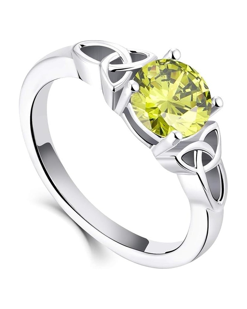 Celtic Knot Rings for Women 925 Sterling Silver Birthstones Statement Rings 08-peridot-aug $31.20 Rings