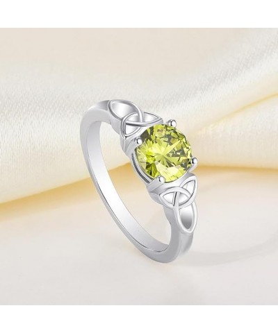 Celtic Knot Rings for Women 925 Sterling Silver Birthstones Statement Rings 08-peridot-aug $31.20 Rings