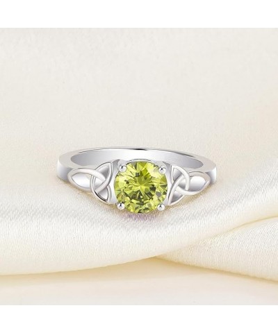 Celtic Knot Rings for Women 925 Sterling Silver Birthstones Statement Rings 08-peridot-aug $31.20 Rings