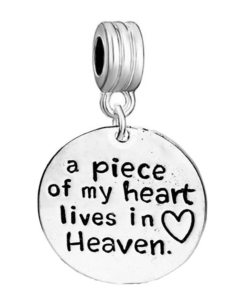 Memorial Charm a piece of my heart lives in heaven European Spacer Dangling Compatible Charm $8.54 Bracelets