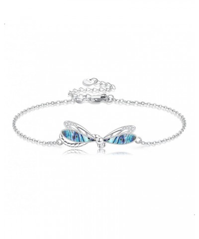 Dragonfly Bracelet 925 Sterling Silver Abalone Shells Dragonfly Bracelets Nature Dragonfly Jewelry Gifts for Women Girls Daug...