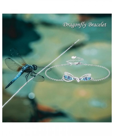 Dragonfly Bracelet 925 Sterling Silver Abalone Shells Dragonfly Bracelets Nature Dragonfly Jewelry Gifts for Women Girls Daug...